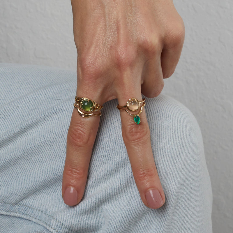 Drip Ring in Green Onyx - READY TO SHIP