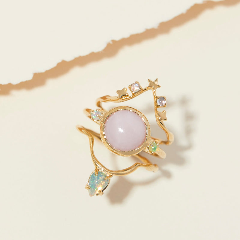 Hidden Star Ring in Pink Opal + Opal - READY TO SHIP