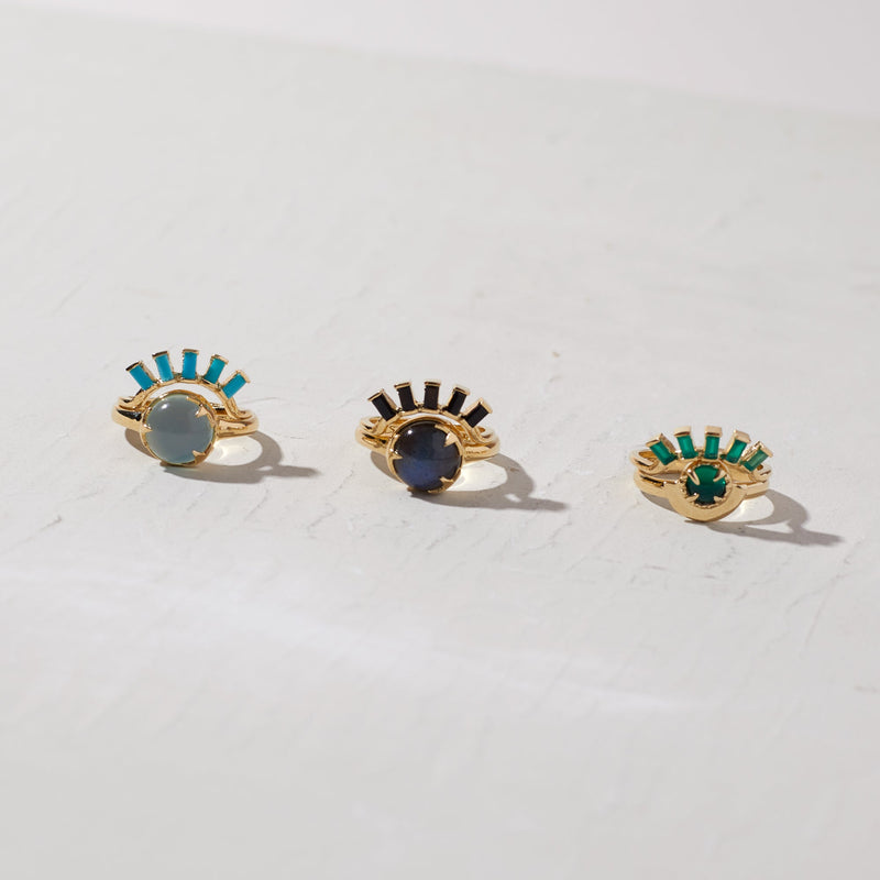 Eyelash Baguette Ring in Turquoise - READY TO SHIP