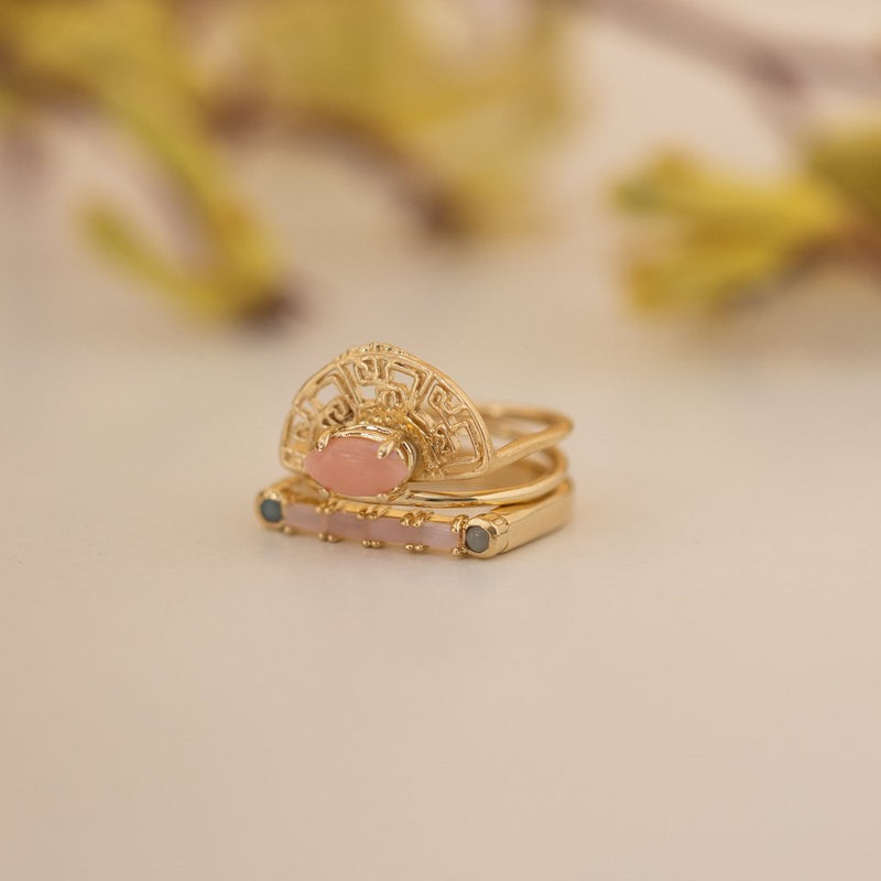 Cha Cha Ring in Pink Opal + Opal