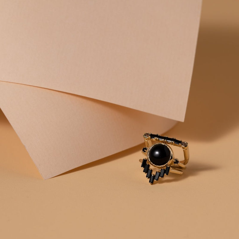 Chevron Ring in Black Onyx