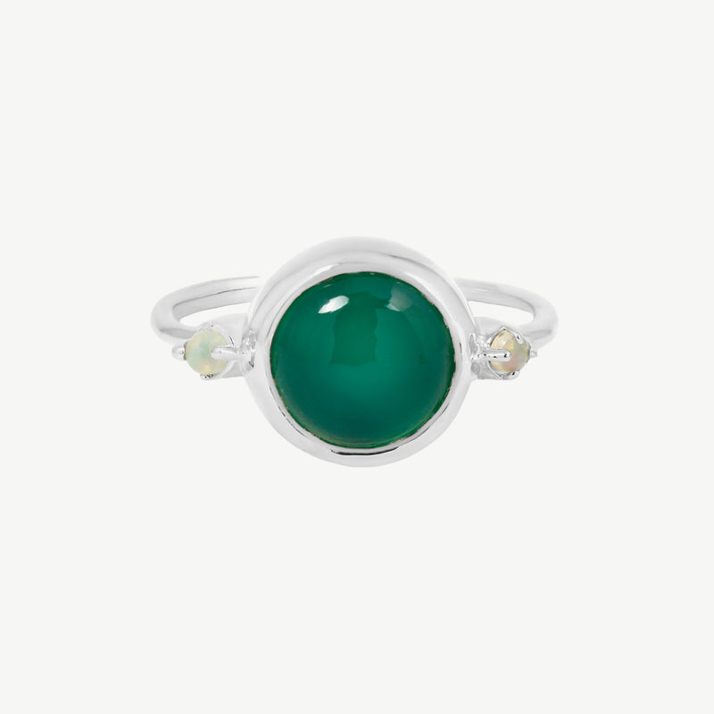 Hidden Star Ring in Green Onyx + Moonstone