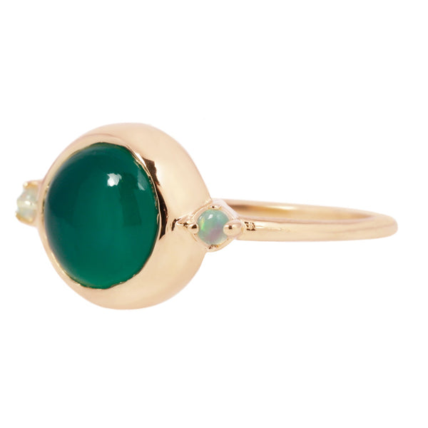 Hidden Star Ring in Green Onyx + Moonstone - READY TO SHIP