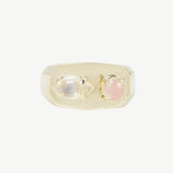 Chunky Signet in Pink Opal and Moonstone - READY TO SHIP