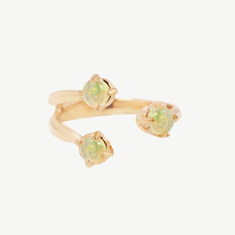 Triple Twisted Claw Ring with Stone in Opal