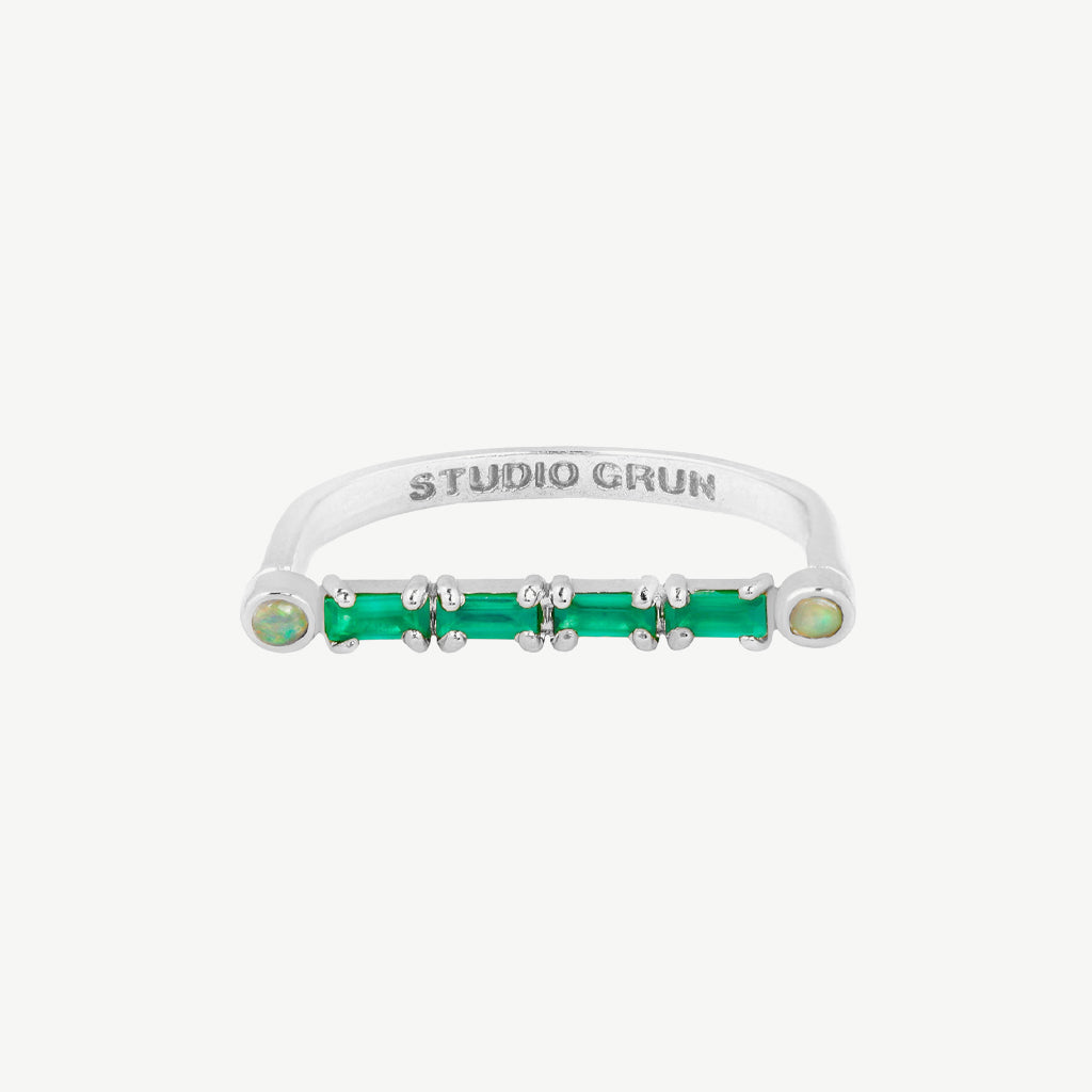 Cha Cha Ring in Green Onyx + Opal