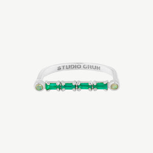 Cha Cha Ring in Green Onyx + Opal