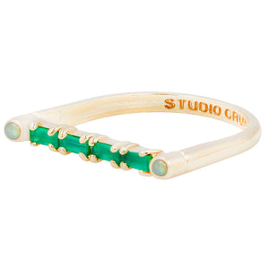 Cha Cha Ring in Green Onyx + Opal