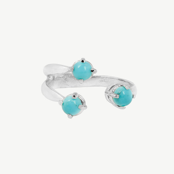 Triple Twisted Claw Ring with Stone in Turquoise