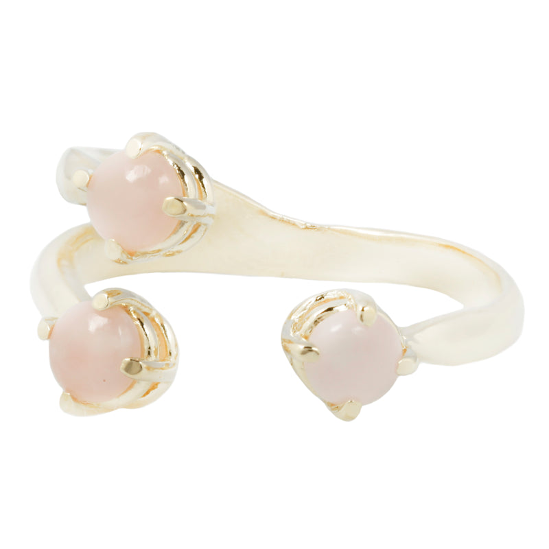 Triple Twisted Claw Ring with Stone in Pink Opal