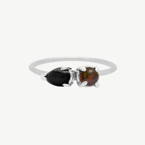 Asymmetrical Ring in Black Opal + Black Onyx