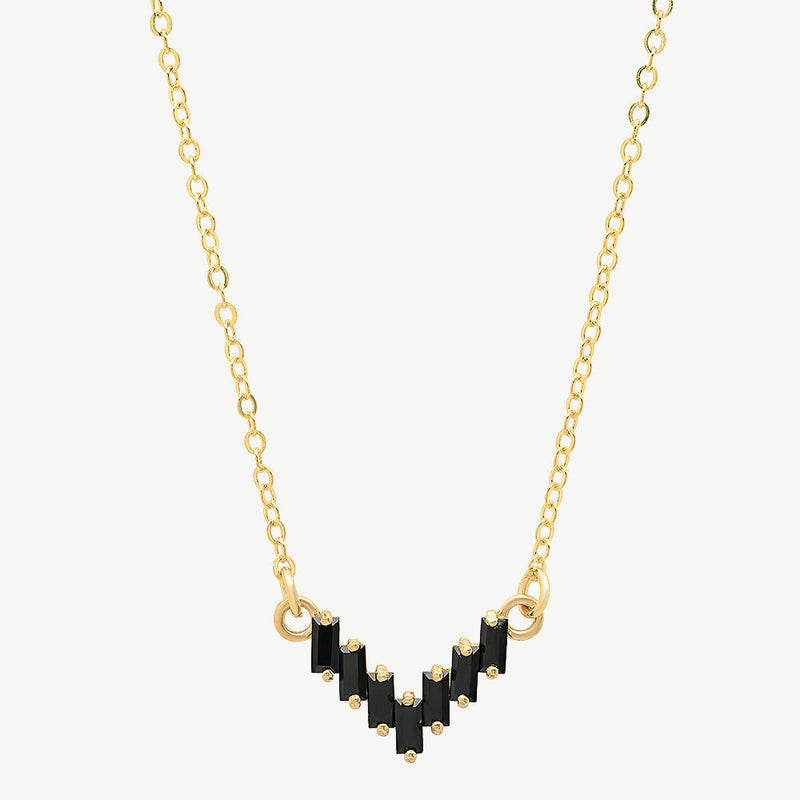 Chevron Necklace in Black Onyx - READY TO SHIP