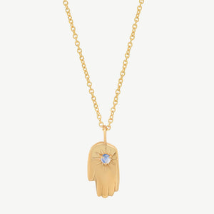 Hamsa Necklace in Moonstone