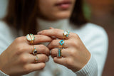 Cha Cha Ring in Turquoise + Black Spinel