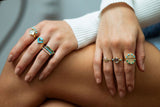 Cha Cha Ring in Green Onyx + Opal - READY TO SHIP
