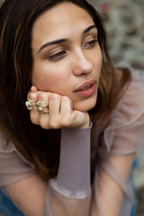Woven Fan Ring in Moonstone