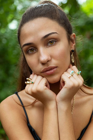 Chunky Signet in Green Onyx and Turquoise