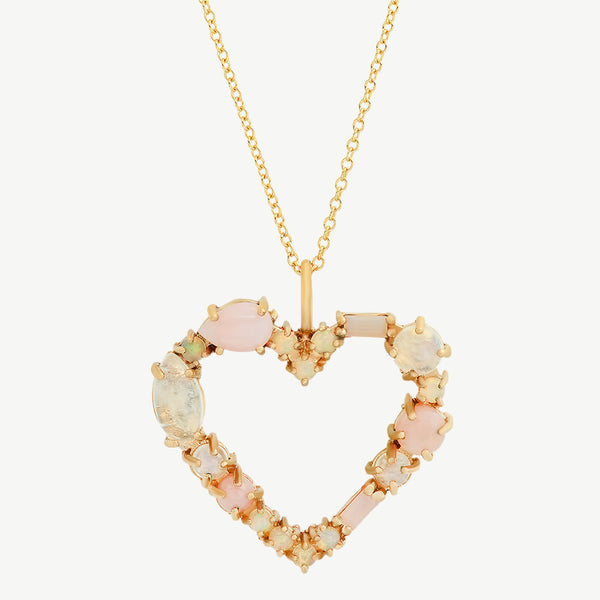 Mosaic Heart Necklace in Pink Cloud Palette