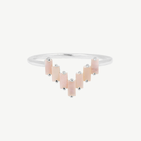 Chevron Ring in Pink Opal