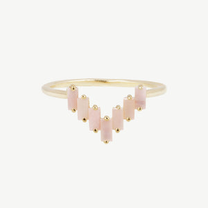 Chevron Ring in Pink Opal