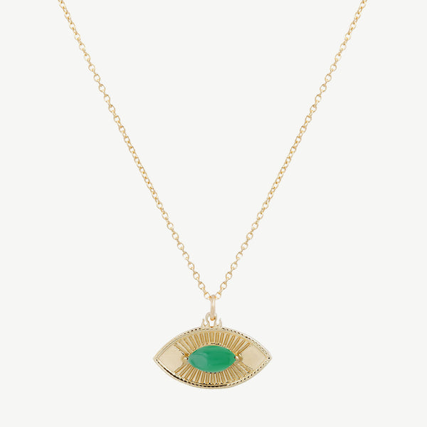 Snake Eye Necklace in Green Onyx