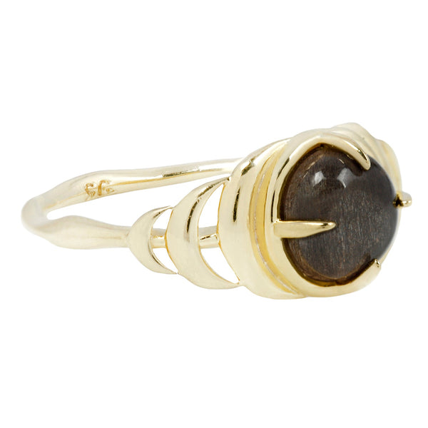 Seven Moons Ring in Black Moonstone - READY TO SHIP