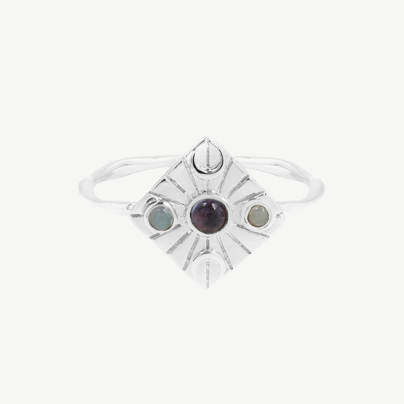 Compass Ring in Iolite/Opal