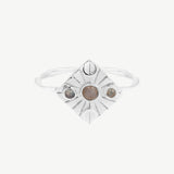 Compass Ring in Peach Moonstone/Moonstone