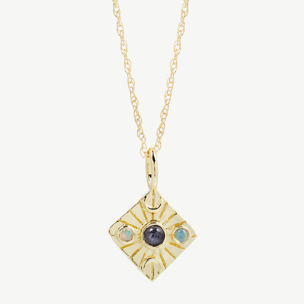 Compass Necklace in Iolite/Opal