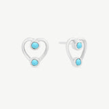 Tiny Double Heart Studs in Turquoise