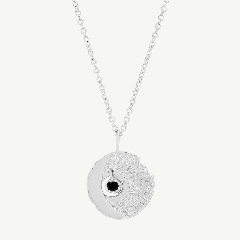 Sun and Moon Charm Necklace in Black Spinel