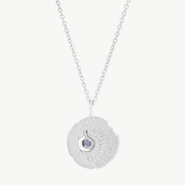 Sun and Moon Charm Necklace in Moonstone