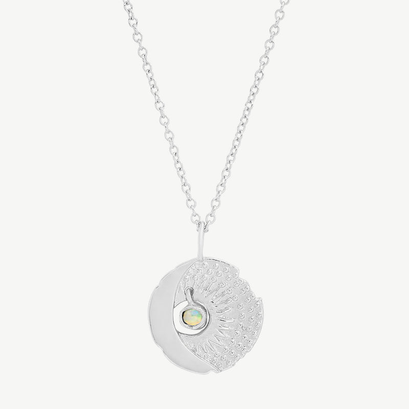 Sun and Moon Charm Necklace in Opal