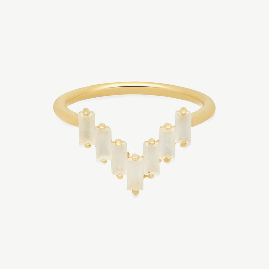 Chevron Ring in Moonstone