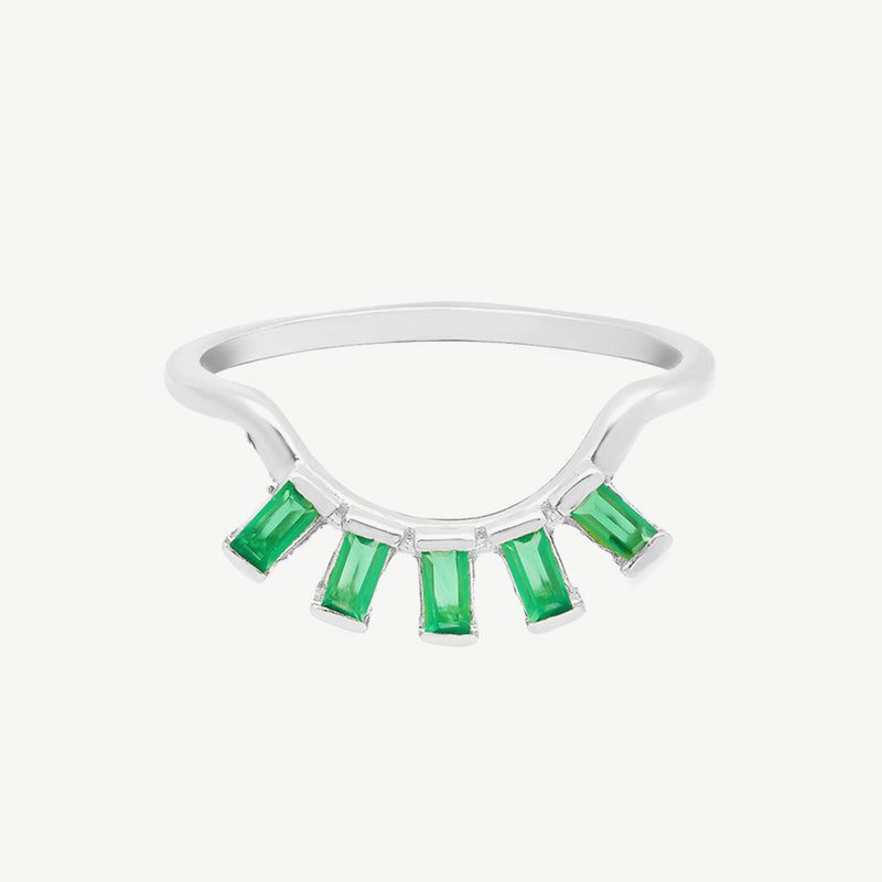 Eyelash Baguette Ring in Green Onyx