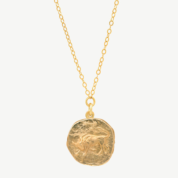 Silver 925 Gold Plated Taurus CZ Zodiac Sign Necklace - BGP01334GP | Silver  Palace Inc.