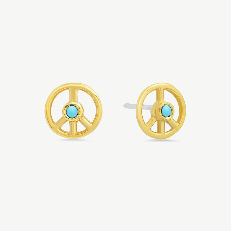 Tiny Peace Studs in Turquoise