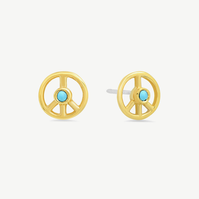 Tiny Peace Studs in Turquoise