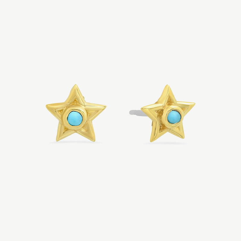 Tiny Star Studs in Turquoise