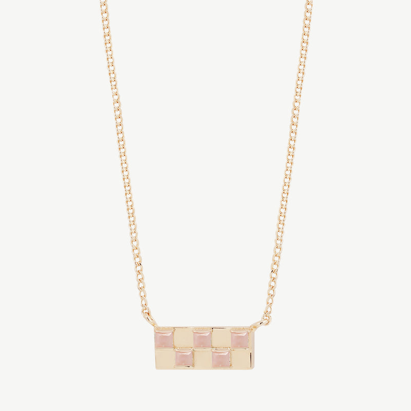 Chess Necklace in Pink Opal
