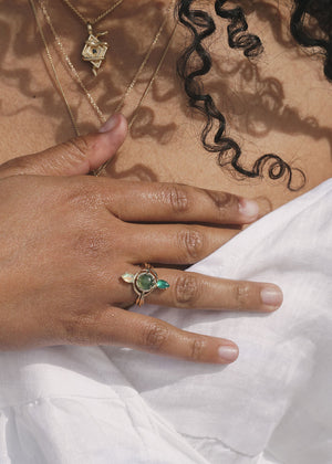 Fortune Teller Ring in Green Serpentine