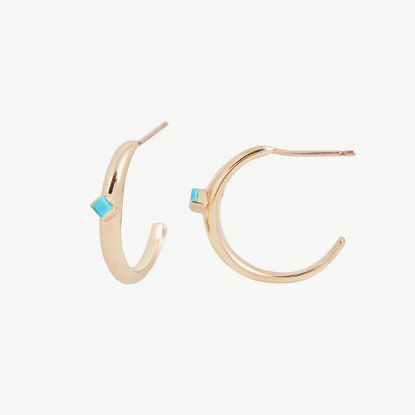 Single Cobble Hoops in Turquoise