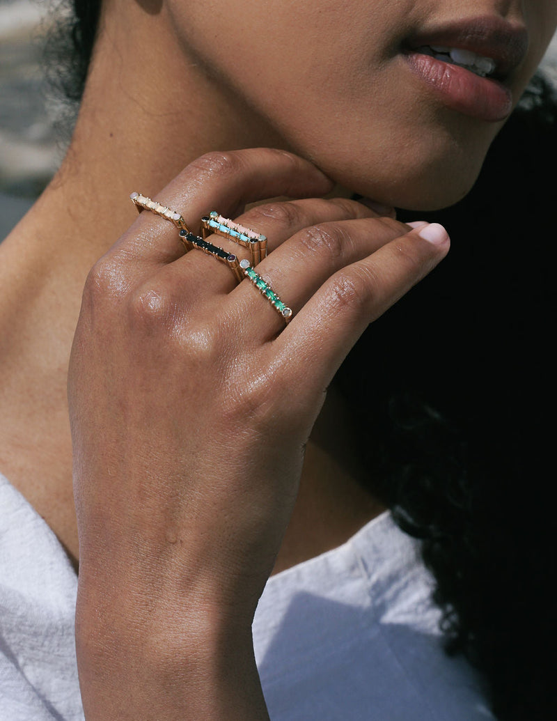 Cha Cha Ring in Green Onyx + Opal - READY TO SHIP