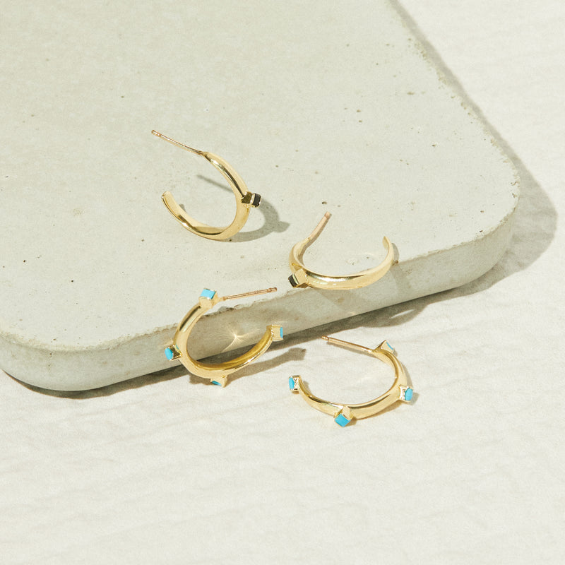 Multi Cobble Hoops in Turquoise