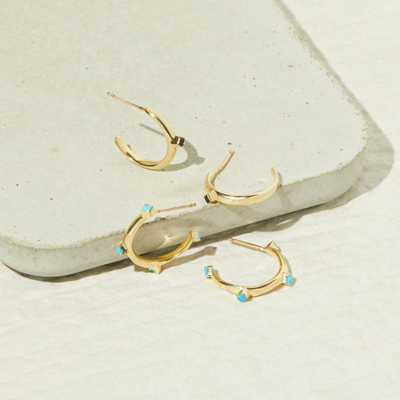 Single Cobble Hoops in Turquoise