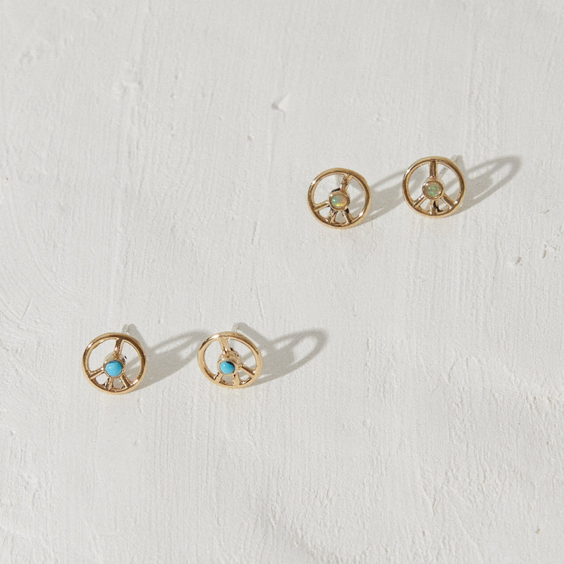 Tiny Peace Studs in Moonstone