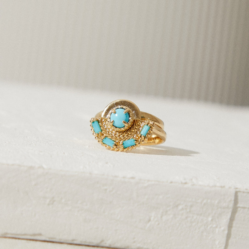 Woven Fan Ring in Turquoise
