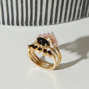 Chevron Ring in Pink Opal