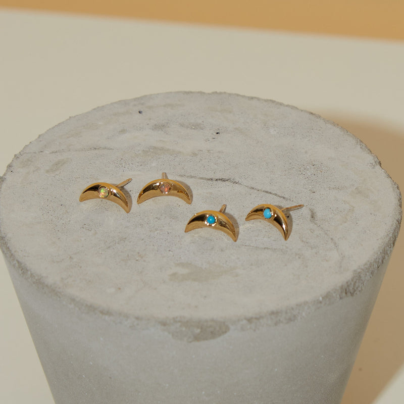 Moon Studs in Black Spinel