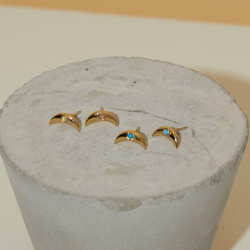 Moon Studs in Turquoise